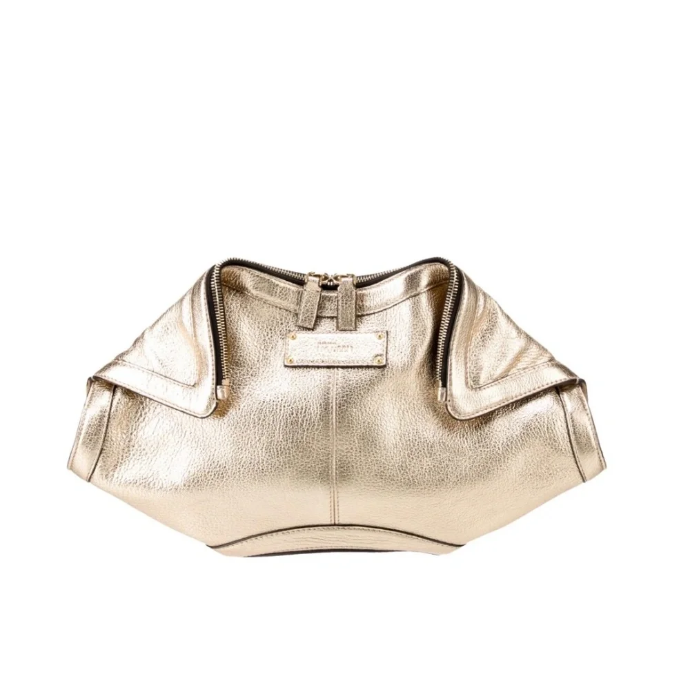 Alexander McQueen Metallic Lambskin Light Gold De Manta Clutch